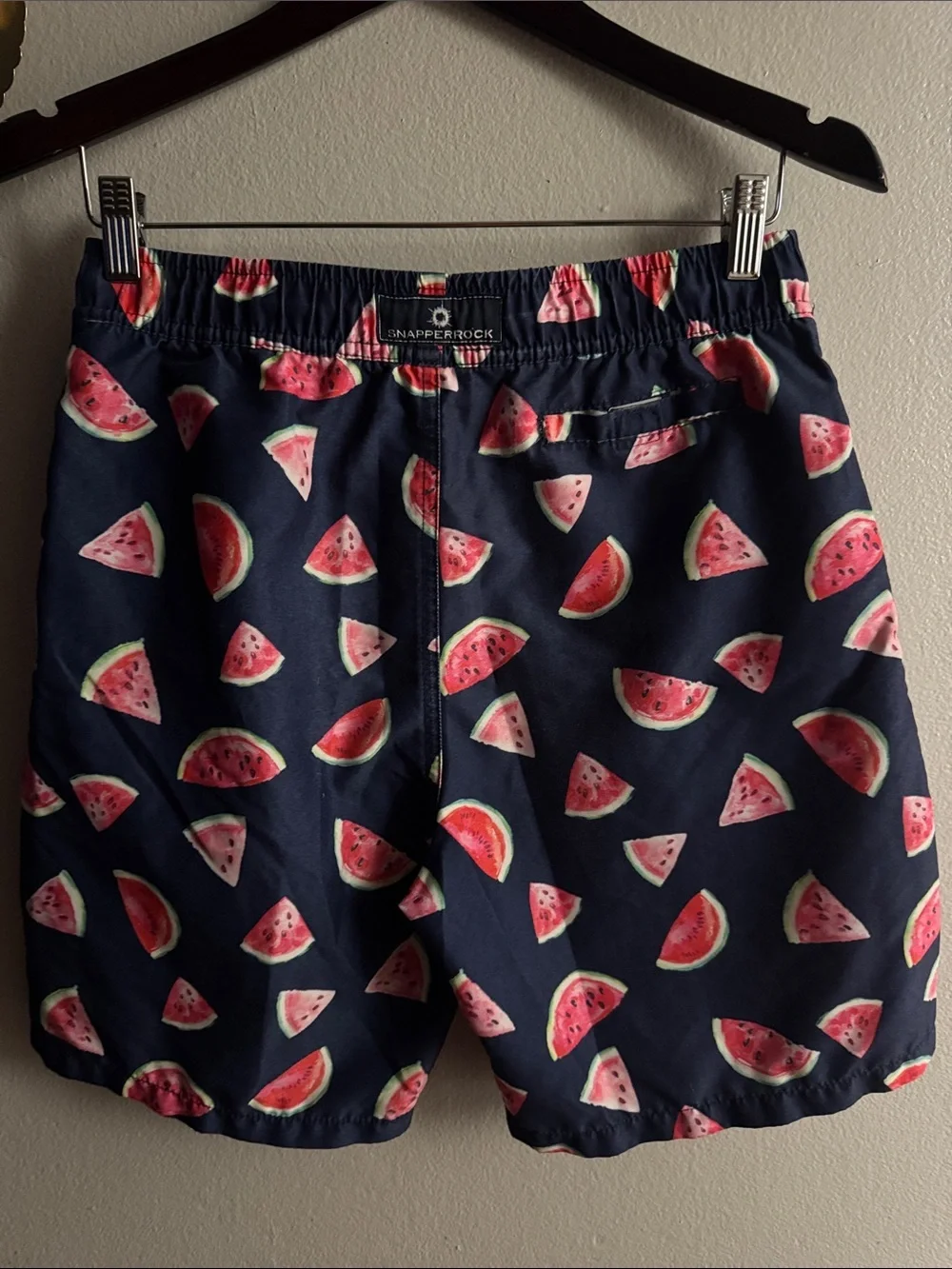 Snapper Rock Navy Swim Trunks with Watermelon Print